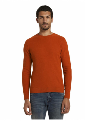 TOM TAILOR Fine Structured Sweater 0319, Narancssárga Kötött Pulóver