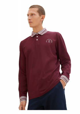 TOM TAILOR 9565, Bordó Hosszú Ujjú Ingpóló