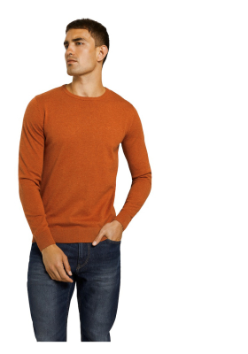 TOM TAILOR Basic O-Neck 2819, Narancs Melanzs Kötött Pulóver 