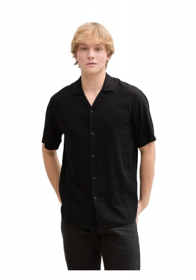 TOM TAILOR DENIM 5185, Fekete  Rövid Ujjú Ing