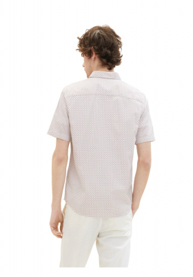 TOM TAILOR 6220, Fehér-Piros, Mintás Rövid Ujjú Ing