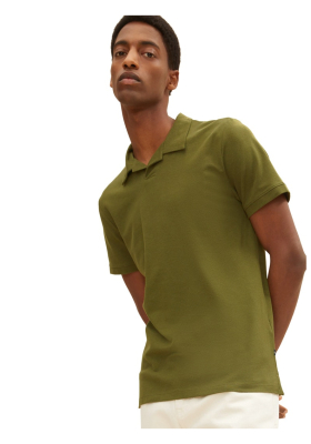 TOM TAILOR 1624, Olívzöld Rövid Ujjú Ingpóló