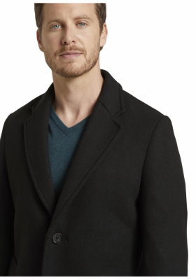 TOM TAILOR Wool 0691, Fekete Szövetkabát