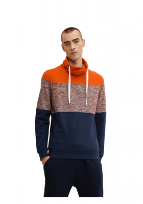 TOM TAILOR 2924 Sálnyakú Pulóver Kék-Narancs