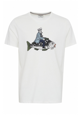 BLEND 6805, Fehér, Nyomtatott Tengerészes Rövid Ujjú Póló