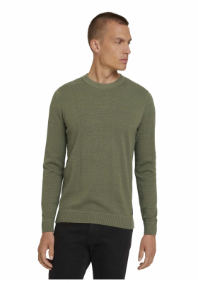 TOM TAILOR Structure 6500, Zöld Kötött Pulóver