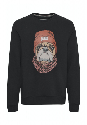 BLEND 6060, Fekete Környakú Pulóver Sapkás Kutya