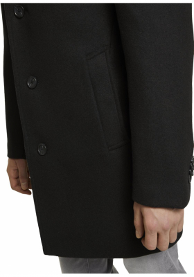 TOM TAILOR Wool 0691, Fekete Szövetkabát