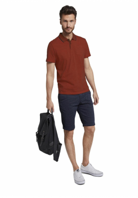 TOM TAILOR Striped Polo w. Overdye 8142, Piros Rövid Ujjú Ingpóló