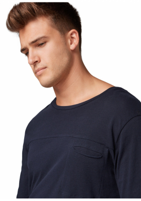 TOM TAILOR DENIM Ls T-Shirt w. Pocket 6578, Kék Hosszú Ujjú Póló