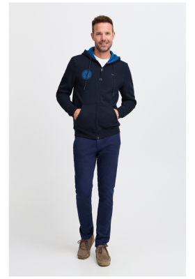 FQ1924 William 0714, Kék Cipzáros Kapucnis Pulóver