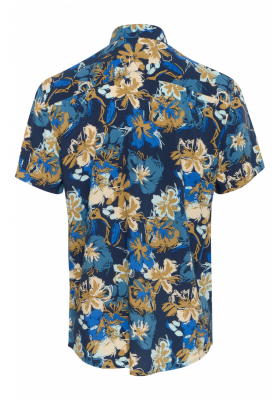 BLEND Hatle 8224, Kék Virágos Rövid Ujjú Ing