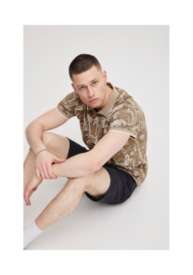 BLEND 6905, Barna Mintás Rövid Ujjú Ingpóló