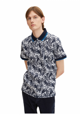 TOM TAILOR Tropical 1634, Kék Rövid Ujjú Ingpóló