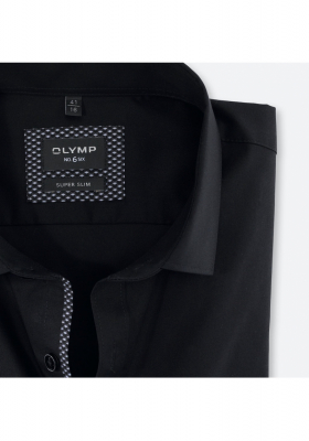 OLYMP No.Six 24/Seven 2540, Fekete Hosszú Ujjú Ing, Super slim, Urban Kent