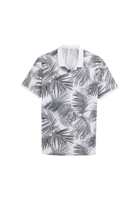 TOM TAILOR DENIM 5599, Fehér Levélmintás Ingpóló