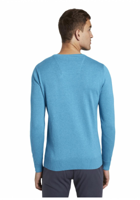 TOM TAILOR Basic O-Neck 2819, Kék Kötött Pulóver