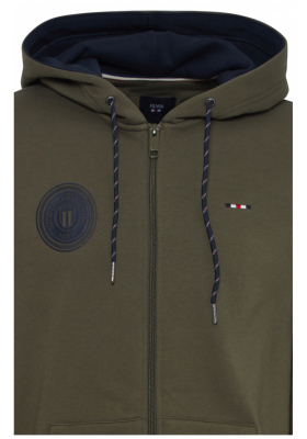 FQ1924 William 0714, Zöld Cipzáros Kapucnis Pulóver