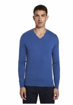 TOM TAILOR Basic V-Neck 2820, Kék Kötött Pulóver