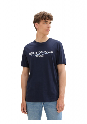 TOM TAILOR DENIM 3491, Sötétkék Rövid Ujjú Póló