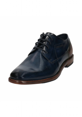 BUGATTI AEM01, Sötétkék Bőr Alkalmi Cipő