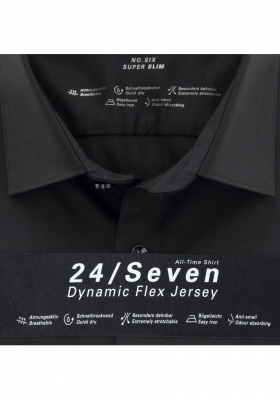 OLYMP No. Six 24/Seven 2503, Fekete Hosszú Ujjú Ing, Super slim, Urban Kent