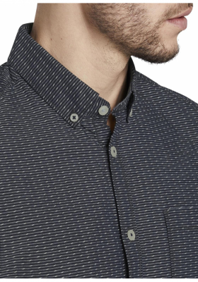 TOM TAILOR 7787, Sötétkék Geometriai Mintás Rövidujjú Ing