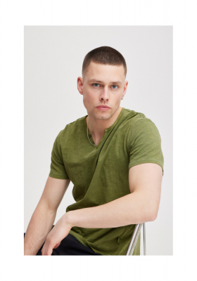 BLEND 7013, Zöld Rövid Ujjú Póló Gombos NOOS