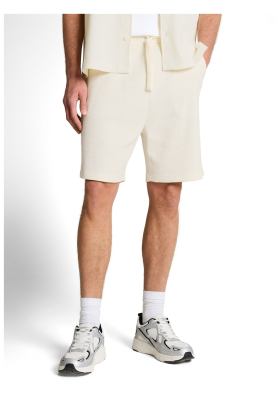TOM TAILOR DENIM 1902, Törtfehér Strukturált Jogging Rövidnadrág