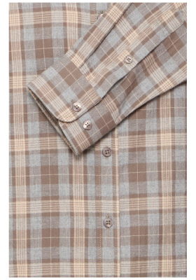 CASUAL FRIDAY Antons 5585, Szürke Barna Kockás Hosszú Ujjú Ing