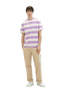 TOM TAILOR DENIM 0844, Lila Csíkos Rövid Ujjú Póló