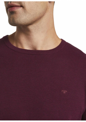 TOM TAILOR Basic O-Neck 2819, Piros Kötött Pulóver