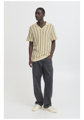 BLEND Amos 8365, Bézs Kötött Rövid Ujjú Pulóver