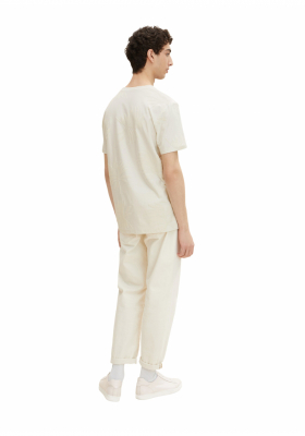 TOM TAILOR DENIM Jacquard 3328, Bézs Rövid Ujjú Póló