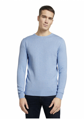 TOM TAILOR Basic O-Neck 2819, Kék Kötött Pulóver