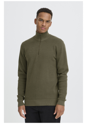 BLEND Baal 0124, Zöld Cipzáros Kötött Pulóver