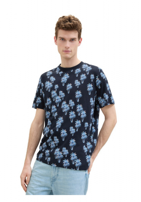 TOM TAILOR 0997, Kék Pálmafás Rövid Ujjú Póló