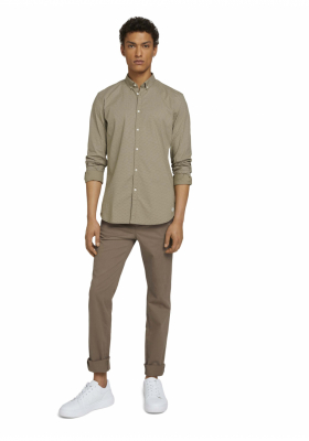 TOM TAILOR DENIM Allover 4395, Zöld Hosszú Ujjú Ing 