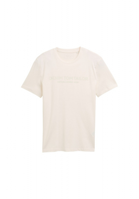 TOM TAILOR DENIM 3491, Krémszínű Rövid Ujjú Póló NOOS