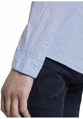 TOM TAILOR DENIM Structured Stripe 7887, Kék Hosszú Ujjú Ing