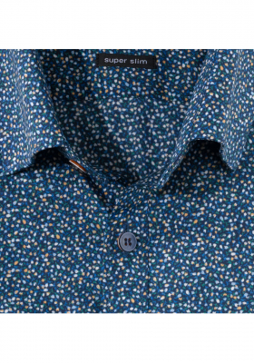 OLYMP No. Six 2509, Kék Hosszú Ujjú Ing, Super slim, Under button-down