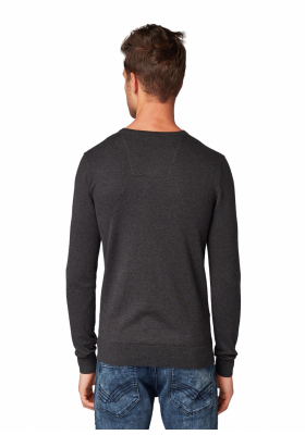 TOM TAILOR Basic V-Neck 2820, Szürke Kötött Pulóver