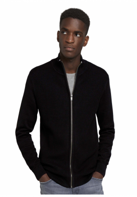 TOM TAILOR Structure 6503, Fekete Kötött Kardigán