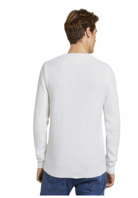 TOM TAILOR Structured knit 2585, Fehér Kötött Pulóver