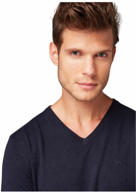 TOM TAILOR Basic V-Neck 2820, Kék Kötött Pulóver