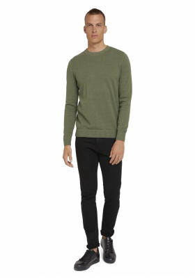 TOM TAILOR Structure 6500, Zöld Kötött Pulóver