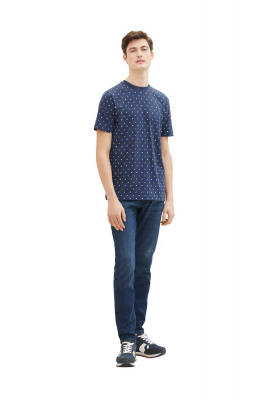 TOM TAILOR DENIM 0836, Kék Mintás Rövid Ujjú Póló