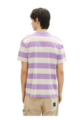 TOM TAILOR DENIM 0844, Lila Csíkos Rövid Ujjú Póló