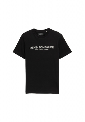 TOM TAILOR DENIM 3491, Fekete Rövid Ujjú Póló NOOS