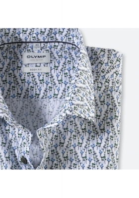 OLYMP Level Five 2079, Zöld Hosszú Ujjú Ing, Body fit, Modern Kent